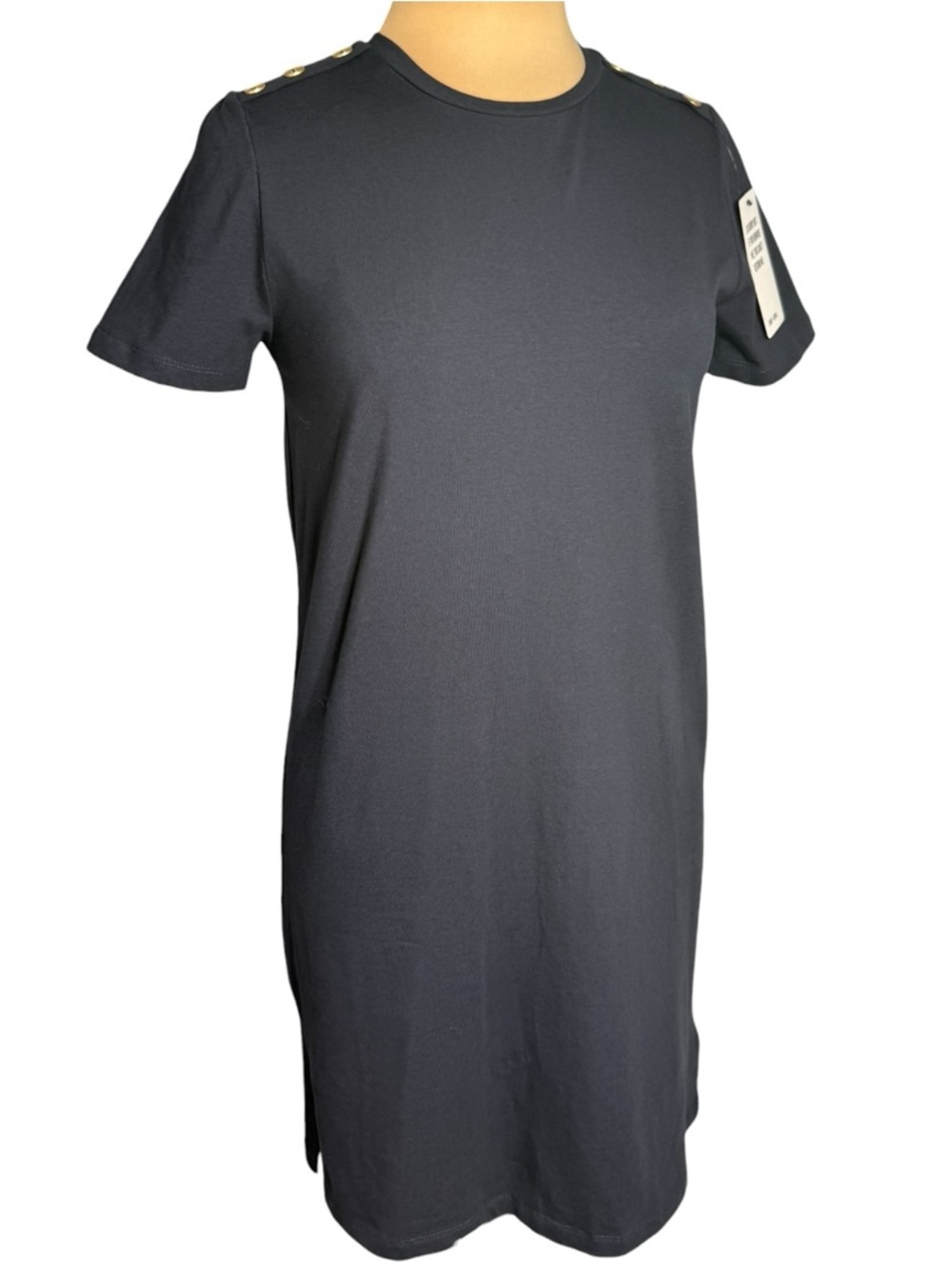 Saint + Sofia Easy Organic Cotton T-Shirt Midi Dress Blue Navy Size 6 - Picture 3 of 9